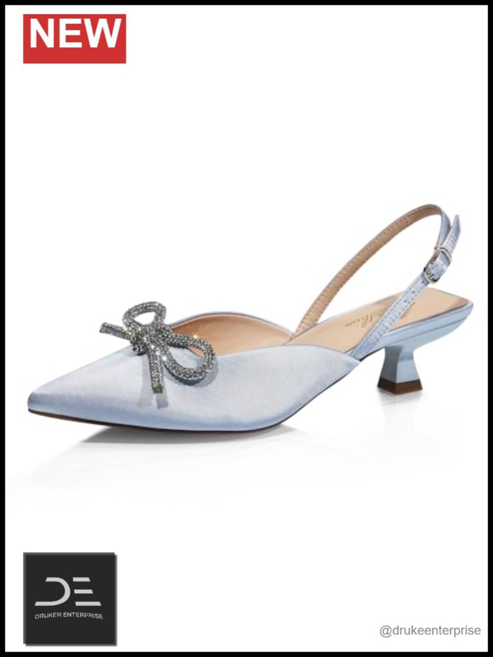 Sparkly Rhinestone Bow Kitten Heels Slingback Pumps